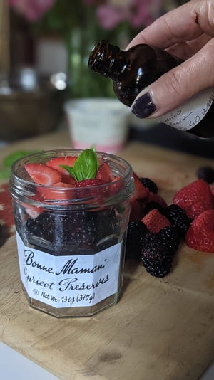 Berry-balsamic-basil dessert jars are the perfect summer treat.