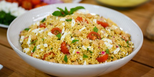 No-Cook Couscous Salad with Chickpeas and Feta