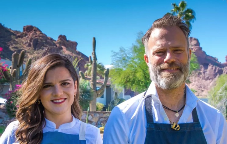 The dream team at Sanctuary — chef de cuisine Samantha Sanz and bar chef Christiaan Röllich. - SANCTUARY ON CAMELBACK MOUNTAIN RESORT AND SPA