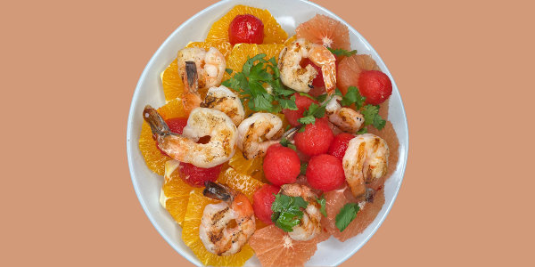Citrus and Watermelon Salad with Spiced Shrimp