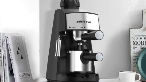 Sowtech 4-Cup Espresso Maker With Steam Milk Frother