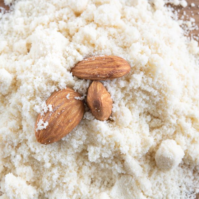 Almond flour with three nuts on top